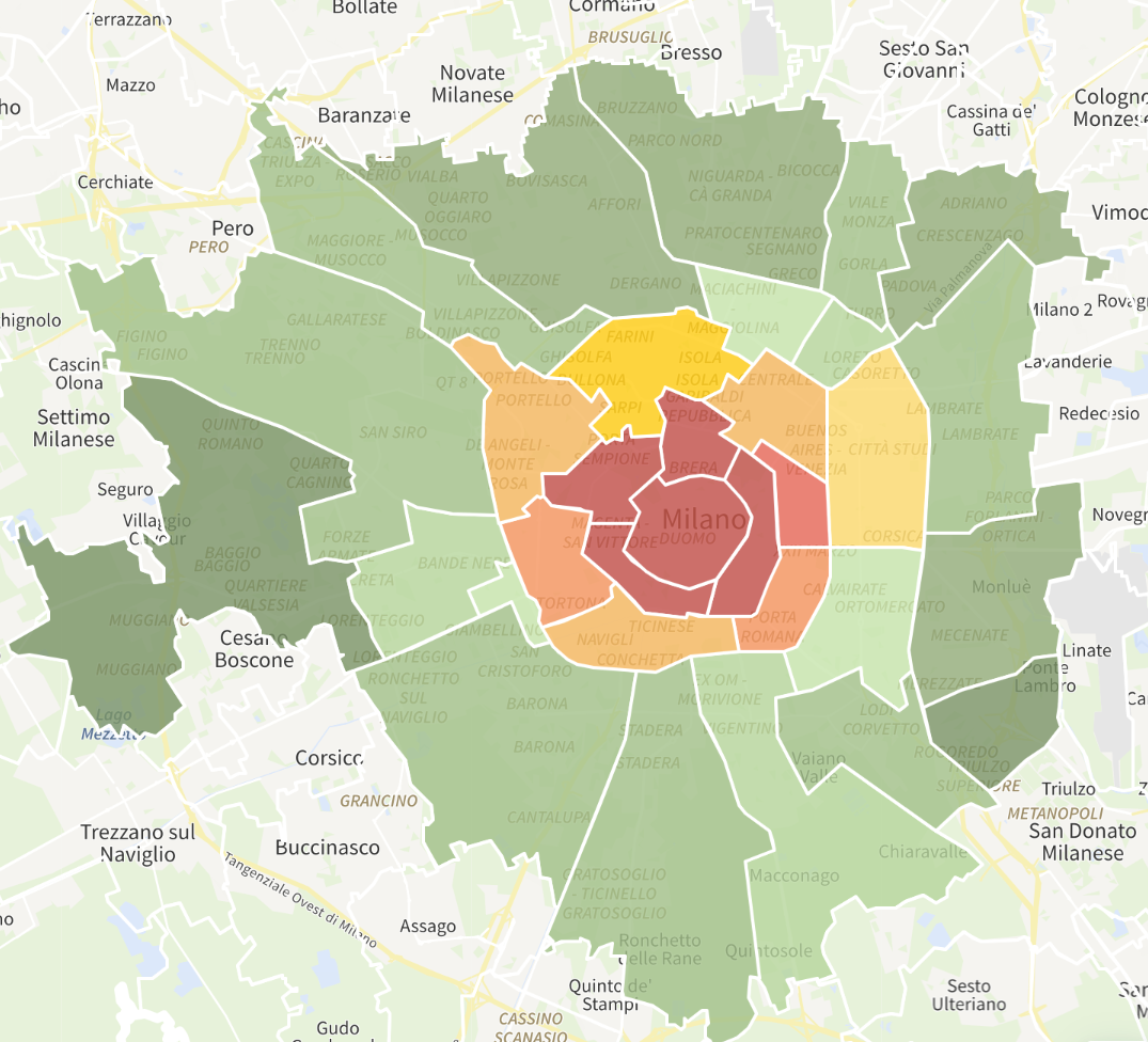 ミラノ不動産価格ヒートマップ